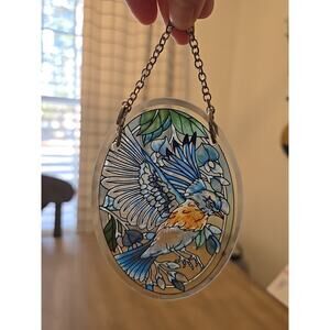 AMIA Sun Catcher Bluebird 4.5 Inch Oval Window Decor
